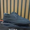 کفش رسمی مردانه چرم نوبوک طبیعی با بند و زیره لاستیکی دوزی شده سیاه - 4626