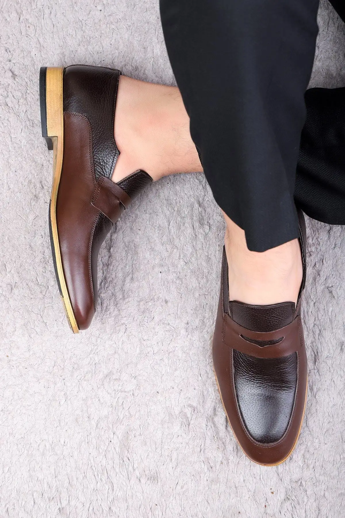 کفش سایز بزرگ مردانه کلاسیک چرم طبیعی میلازو، لوفر کلاسیک - 5061