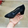 کفش پاشنه‌ بلند زنانه پاشنه کلاسیک با توری نرم و سنگ‌دار برای پاهای کج و استخوانی - 4303