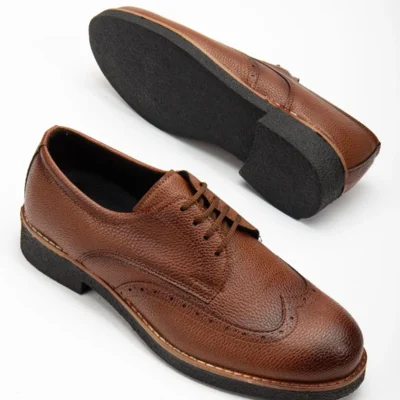کفش رسمی مردانه کلاسیک راحتی با زیره ارثوپدیک دوخته شده به رنگ قهوه ای تیره (ضمانت دار) - 4727