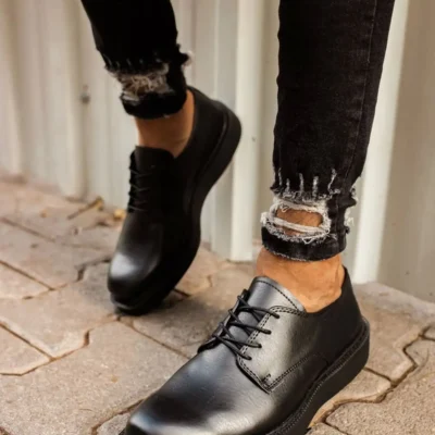 کفش رسمی مردانه کلاسیک بندی مشکی کمن مدل CH001 FST - 4002