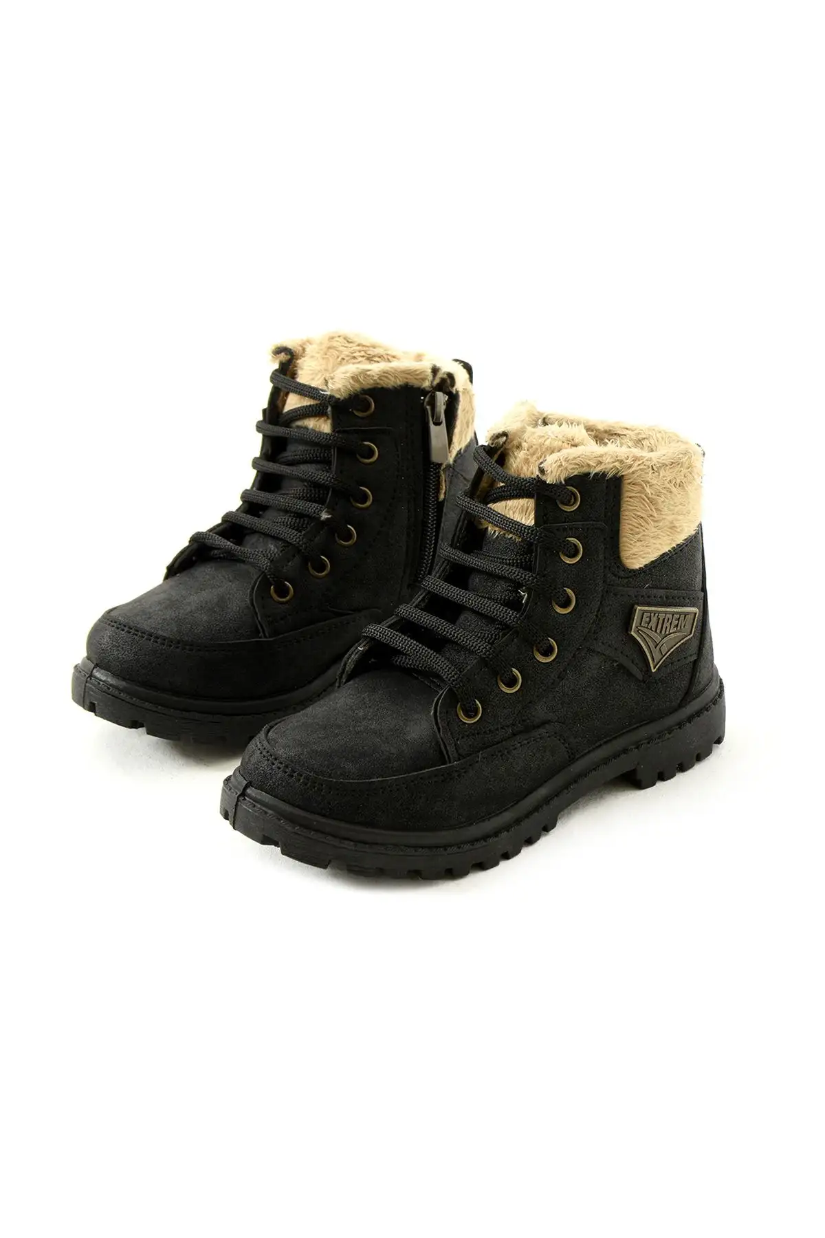 کفش پسرانه چکمه روزمره زمستانی مقاوم در برابر سرما با زیپ از جنس پشمی مشکی - 4496 کفش پسرانه چکمه روزمره زمستانی مقاوم در برابر سرما با زیپ از جنس پشمی مشکی - 4496