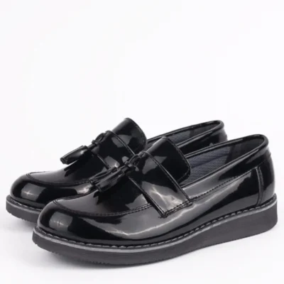 کفش پسرانه کلاسیک مشکی براق برای پسر بچه‌ها - 5161