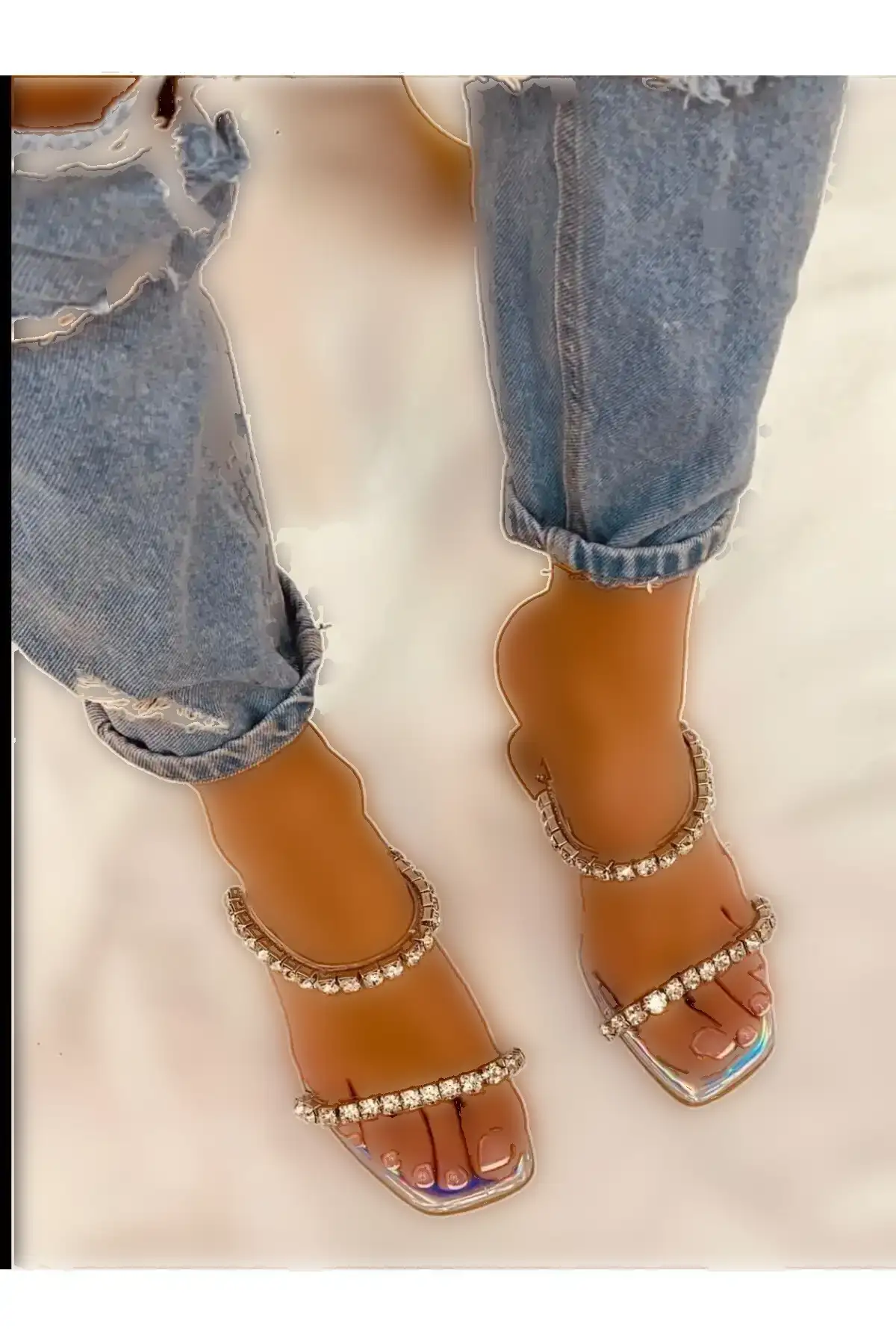 کفش راحتی خانه صندل پاشنهبلند با جزئیات سنگی هولوگرافیک - 5280 کفش راحتی خانه صندل پاشنهبلند با جزئیات سنگی هولوگرافیک - 5280