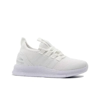 کفش پسرانه کفش ورزشی بچگانه سفید با کفی اورتopedیک و بند دار مشبک برای دختران و پسران - 3717