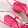 کفش صندل زنانه پاشنه‌دار کوتاه با بند صورتی کلاپاترا - 5419