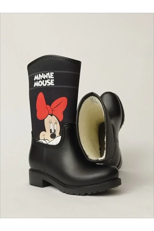 کفش دخترانه چکمه بارانی Minnie Mouse با طرح چاپی و دارای لایه پشمی ضد آب - 5216