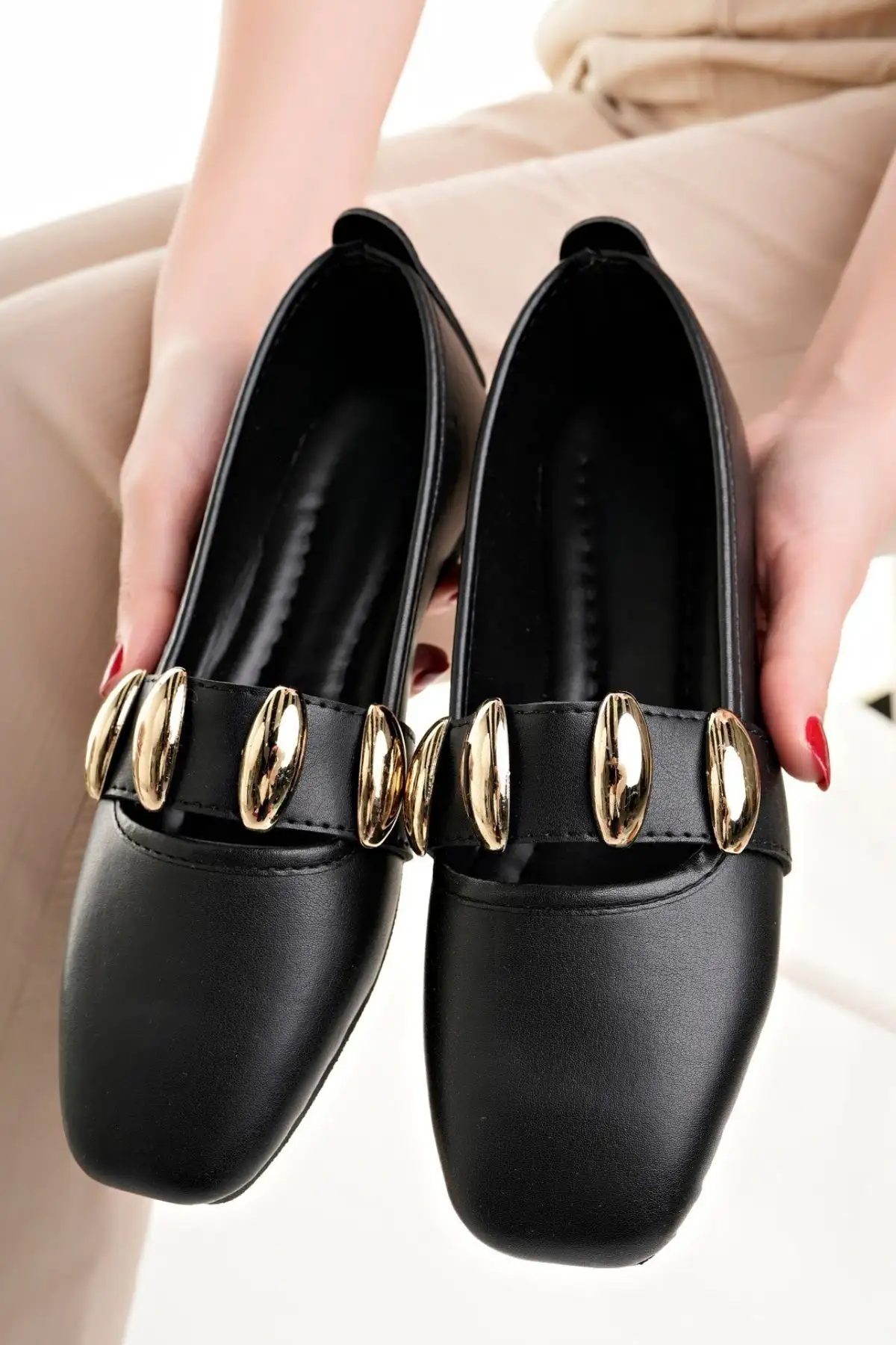 کفش تخت زنانه  باله  مشکی شیک برای خانه کار اداری و روزمره - 4528 کفش تخت زنانه باله مشکی شیک برای خانه کار اداری و روزمره - 4528