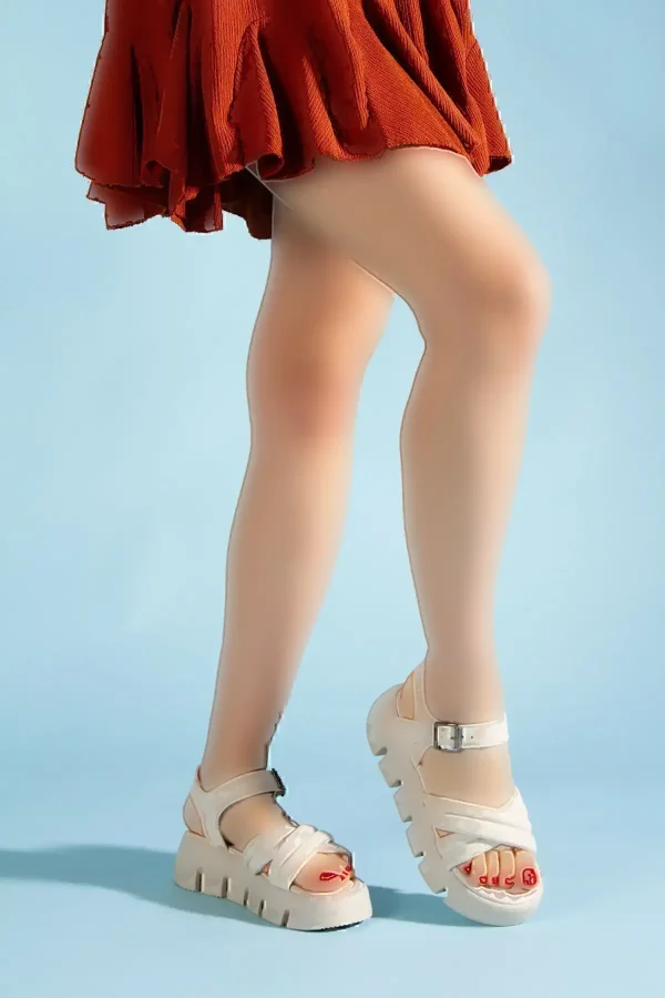 کفش صندل زنانه سندل چرم اورتوپدیک بژ - 4085