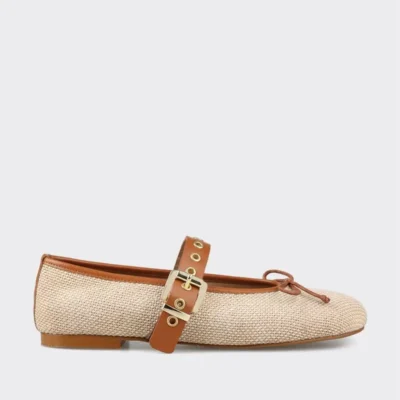 کفش تخت زنانه روزمره بژ - 4527