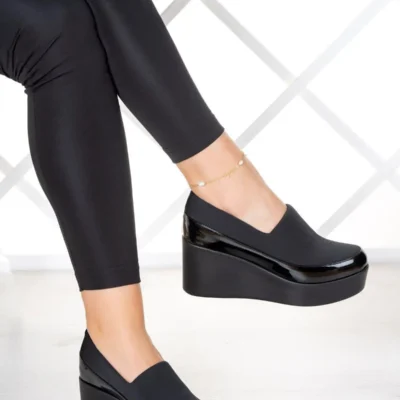 کفش پاشنه‌ بلند زنانه پاشنه توپر استرچ سیاه سوفیا - 5114