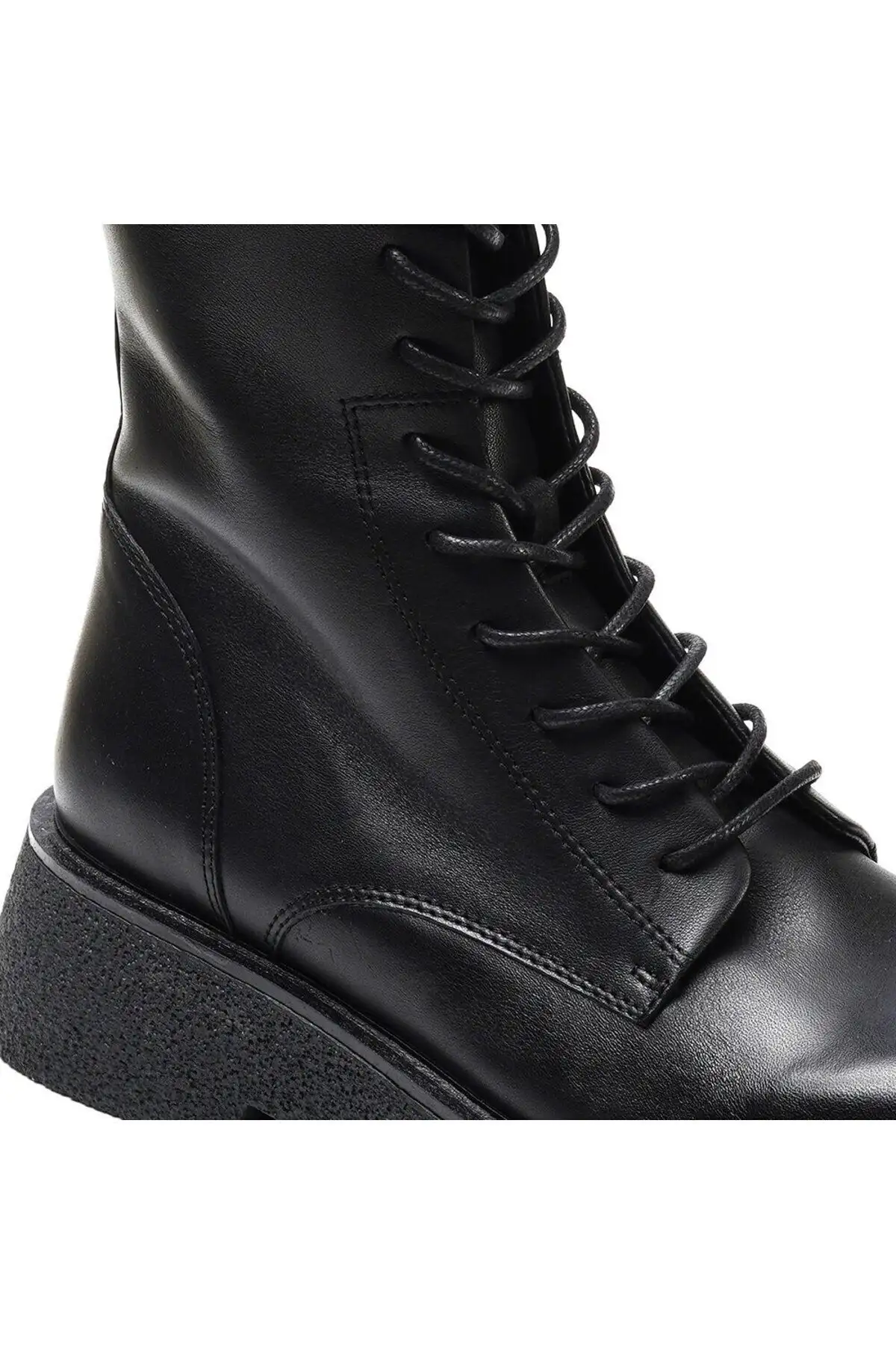 بوت و نیم‌ بوت زنانه کفش نظامی مشکی از چرم طبیعی مدل 3K2UB32741 - 5013