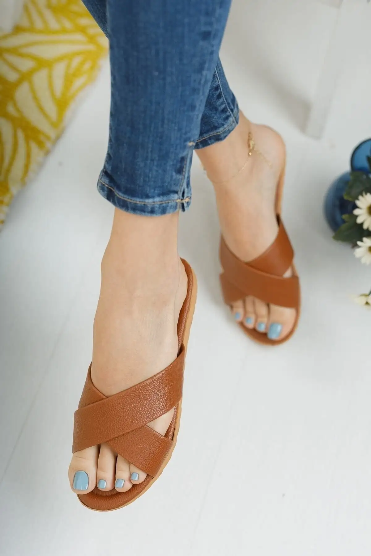 کفش راحتی خانه صندل روزمره زنانه چرم قهوهای، پکیج جهیزیه، مناسب برای مهمان، ، دریا، ساحل و تعطیلات - 5350 کفش راحتی خانه صندل روزمره زنانه چرم قهوهای، پکیج جهیزیه، مناسب برای مهمان، ، دریا، ساحل و تعطیلات - 5350