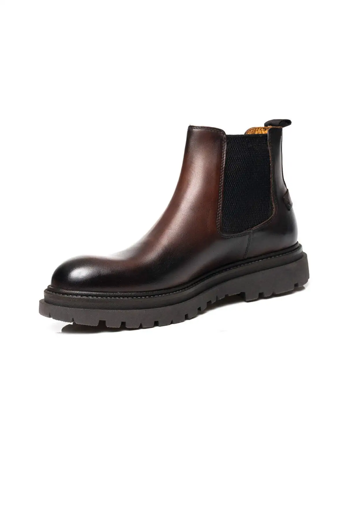 بوت مردانه چکمه چلسی از چرم طبیعی قهوه‌ای تیره ۳K1OB16281 - 4948