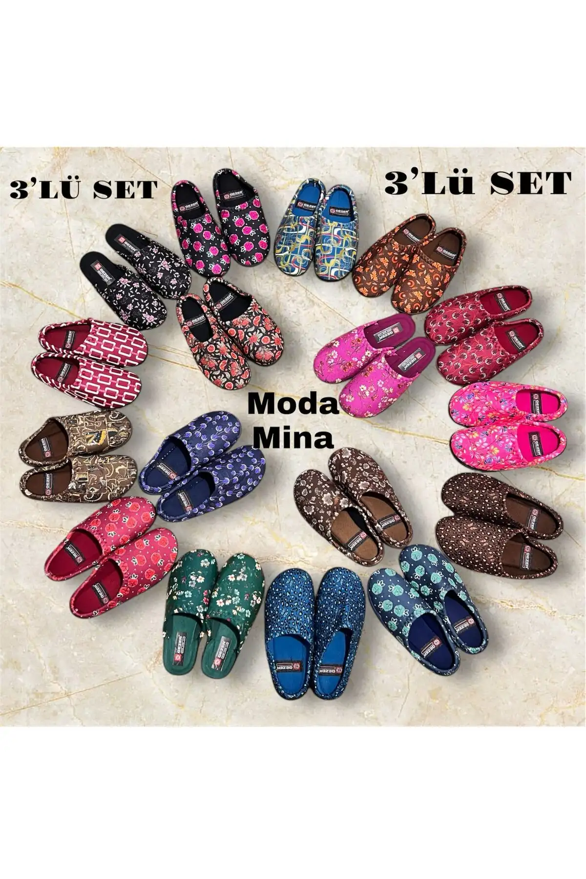 کفش راحتی خانه   زنانه (ست ۳ عددی) - دمپایی فرش زنه - دمپایی گاذر گوندول زنانه - 3966 کفش راحتی خانه زنانه (ست ۳ عددی) - دمپایی فرش زنه - دمپایی گاذر گوندول زنانه - 3966