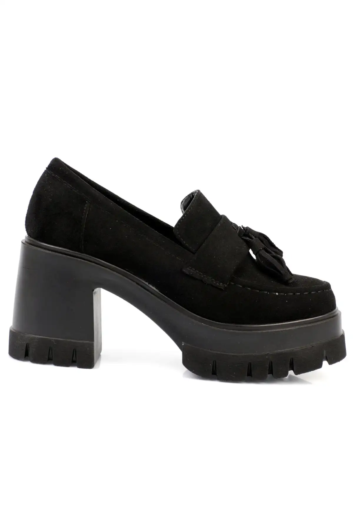 کفش پاشنه بلند زنانه مچ پای ساده با نوک گرد و پاپوش پشمی  با پاشنه متوسط - 5147 کفش پاشنه بلند زنانه مچ پای ساده با نوک گرد و پاپوش پشمی با پاشنه متوسط - 5147