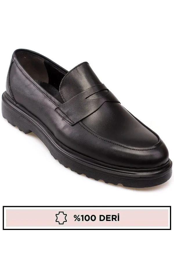 کفش رسمی مردانه چرم اصل با کفی بلند، نوع loafer - 5375