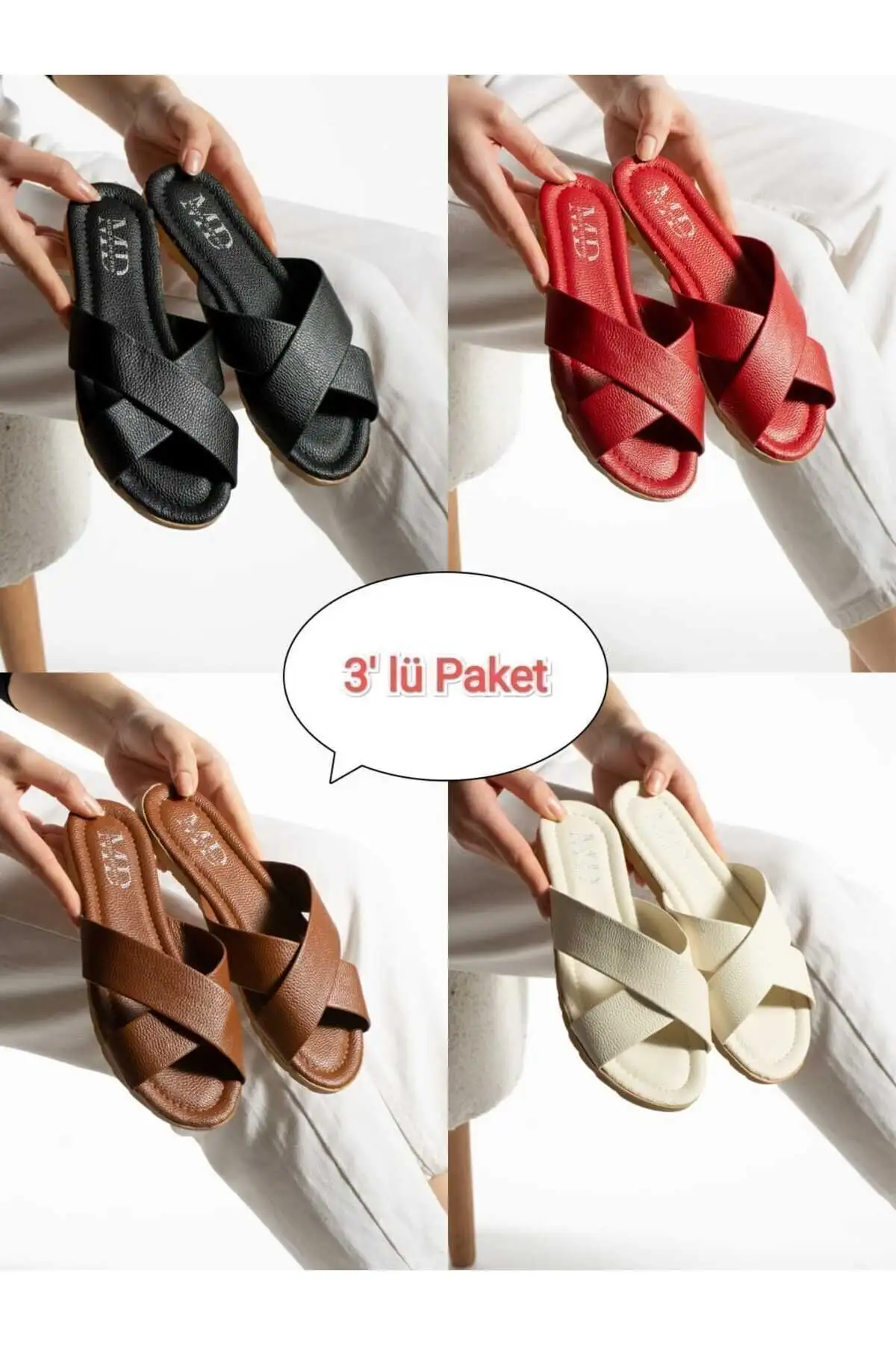 کفش راحتی خانه پک ۳ عددی دمپایی زنانه چلیپر برای استفاده در فضای باز و داخل  – ست جهیزیه - 3971 کفش راحتی خانه پک ۳ عددی دمپایی زنانه چلیپر برای استفاده در فضای باز و داخل – ست جهیزیه - 3971