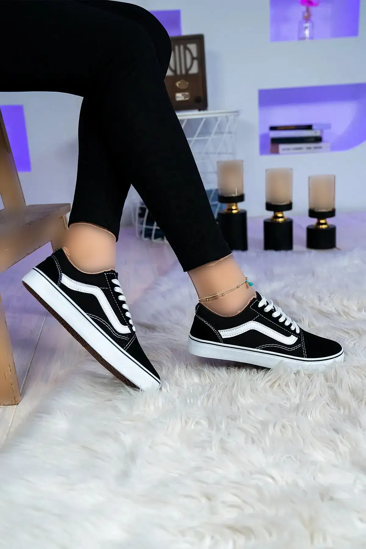 کفش تخت زنانه کفش ورزشی روزمره زنانه مشکی از جنس کتان - 3781 کفش تخت زنانه کفش ورزشی روزمره زنانه مشکی از جنس کتان - 3781