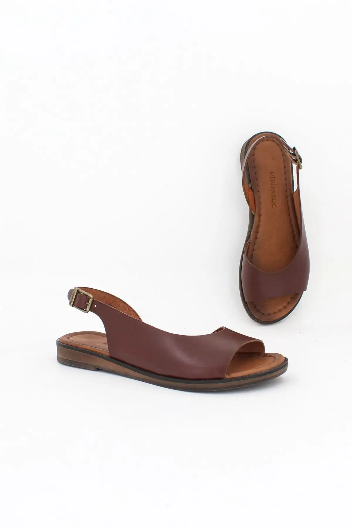 کفش صندل زنانه سندل  چرم قهوهای واقعی DP-0076 - 4849 کفش صندل زنانه سندل چرم قهوهای واقعی DP-0076 - 4849