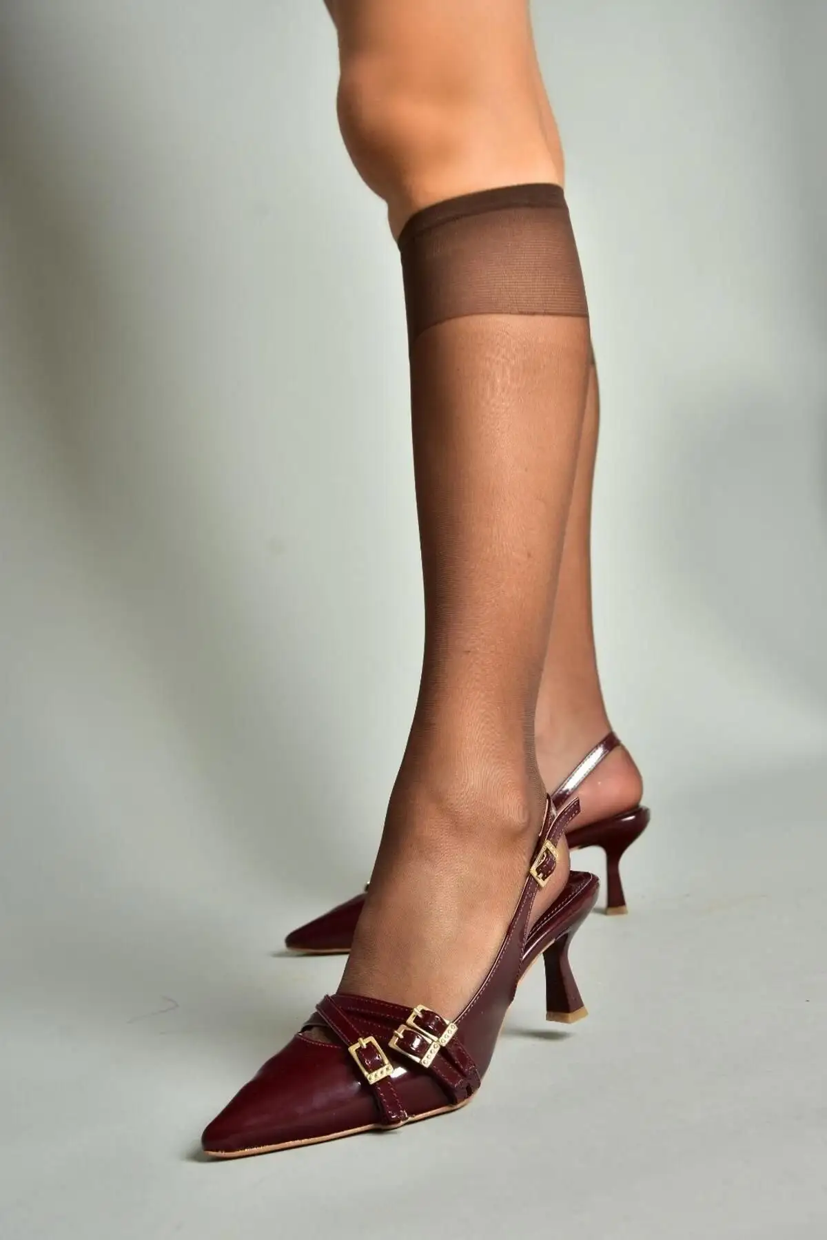 کفش پاشنه‌ بلند زنانه پاشنه کوتاه بوردو روگن مدل S518081208 - 4360