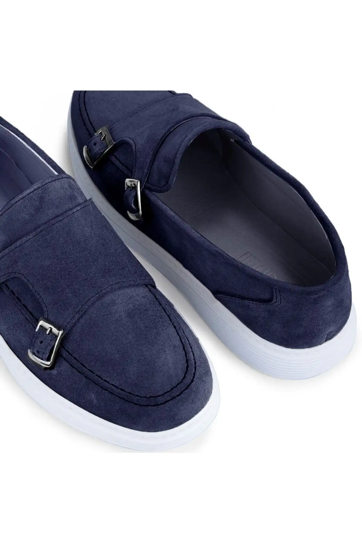 سایز بزرگ مردانه جاگیر گرانیت طبیعی چرمی مردانه، کفش لوفر سوئیدی، کفش تابستانی رنگ آبی تیره - 3515