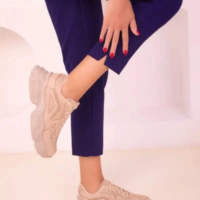 کفش ورزشی کفش اسنیکر زنانه جیر بژ ۱۸۱۴۸ - 3363