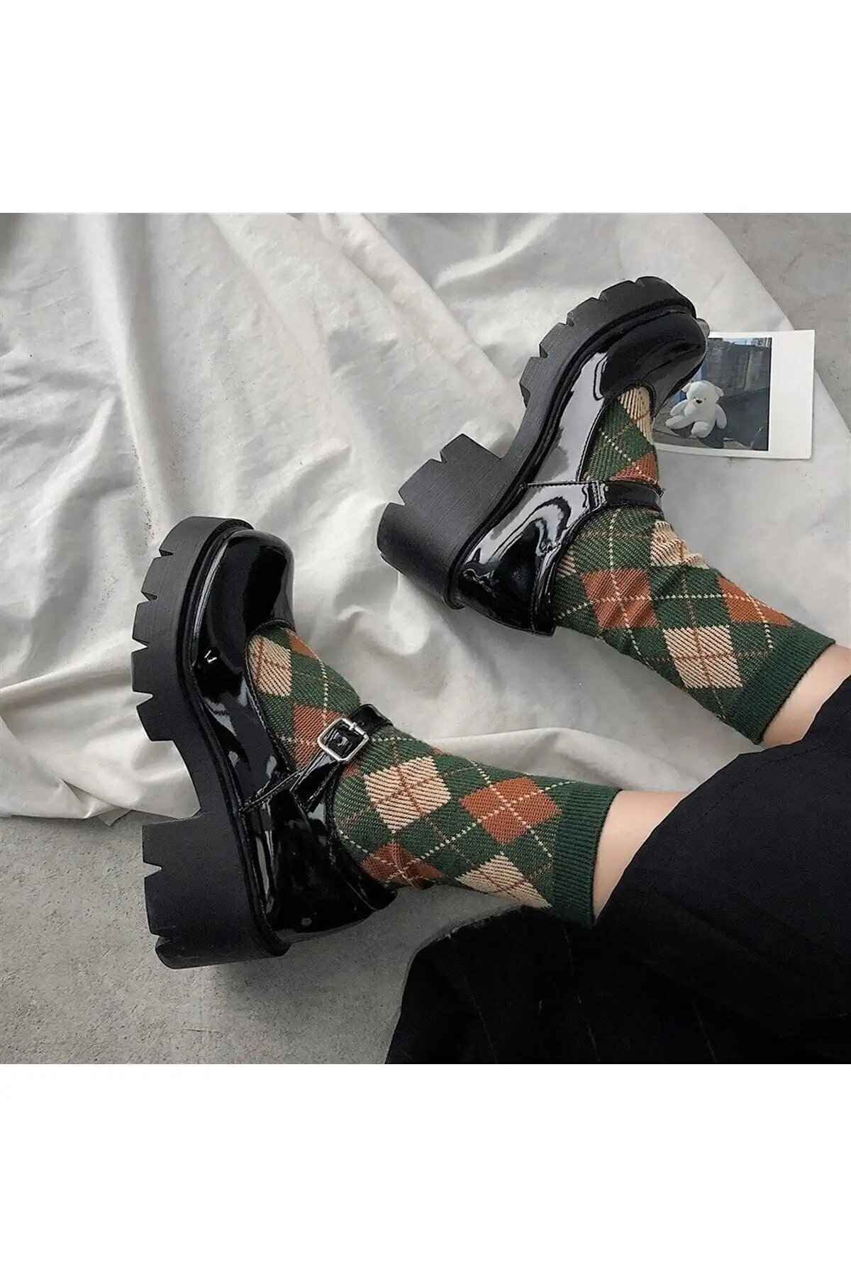 کفش دخترانه  لولیتا به سبک هاراجوکو با رویه چرم مشکی - 5074 کفش دخترانه لولیتا به سبک هاراجوکو با رویه چرم مشکی - 5074