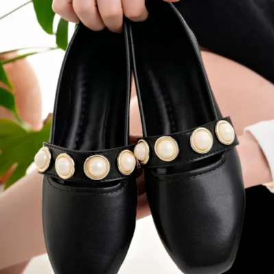 کفش اداری زنانه باله‌ای مشکی شیک برای خانه، کار و استفاده روزمره - 4405