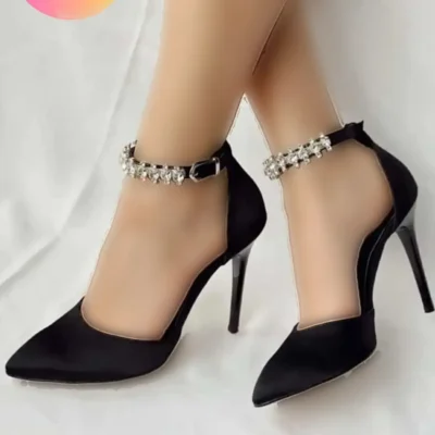 کفش پاشنه‌ بلند زنانه کفش پاشنه‌دار سنگ‌دار لوقا با بند مچ پا - 3688