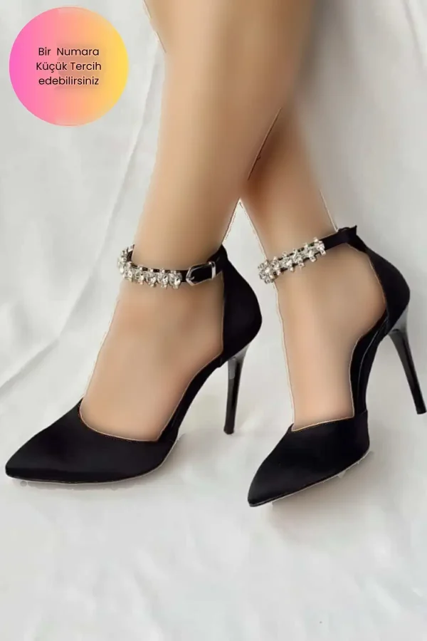 کفش پاشنه‌ بلند زنانه کفش پاشنه‌دار سنگ‌دار لوقا با بند مچ پا - 3688