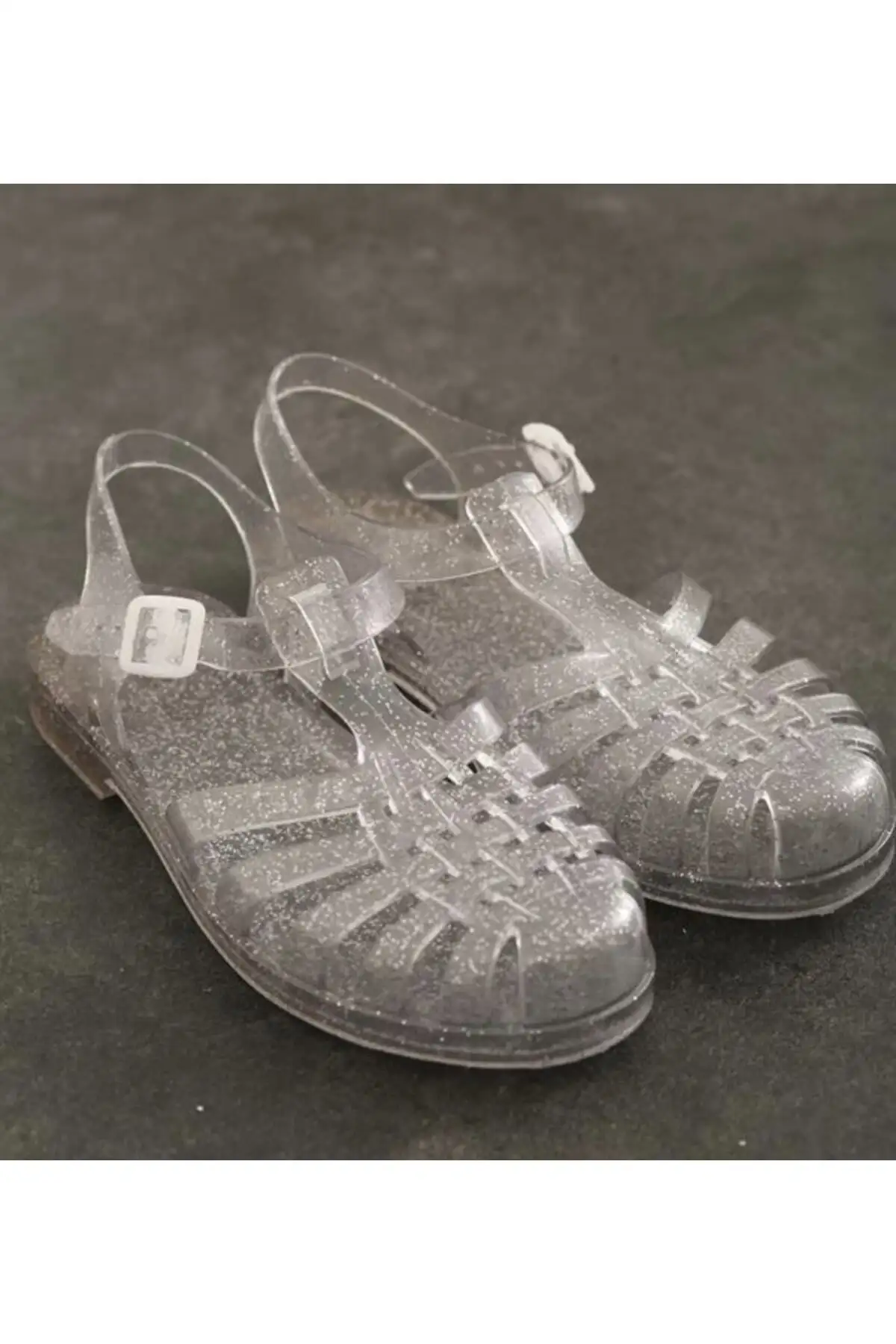 کفش صندل زنانه  ژلهای  با نقرهای شفاف و براق - 5406 کفش صندل زنانه ژلهای با نقرهای شفاف و براق - 5406