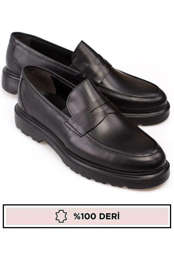 کفش رسمی مردانه چرم اصل با کفی بلند، نوع loafer - 5375