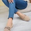 کفش تخت زنانه تریکو بابت با لبه‌ی سنگی - 4526