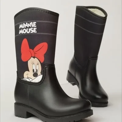 کفش دخترانه چکمه بارانی Minnie Mouse با طرح چاپی و دارای لایه پشمی ضد آب - 5216