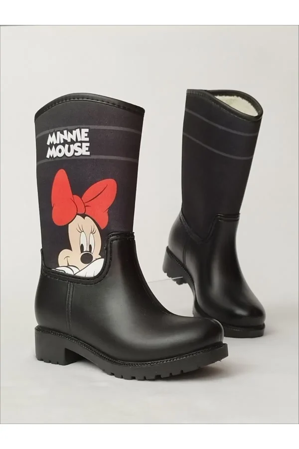 کفش دخترانه چکمه بارانی Minnie Mouse با طرح چاپی و دارای لایه پشمی ضد آب - 5216