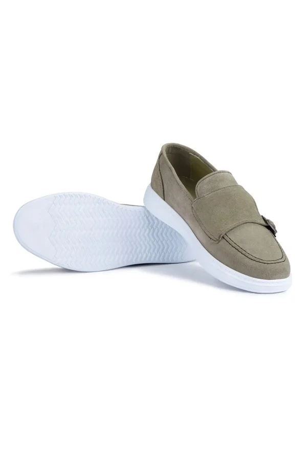 سایز بزرگ مردانه - کفش روزمره مردانه چرم طبیعی ایرلی - کفش loafer سوئدی - کفش تابستانی به رنگ کرم بیج - 3524