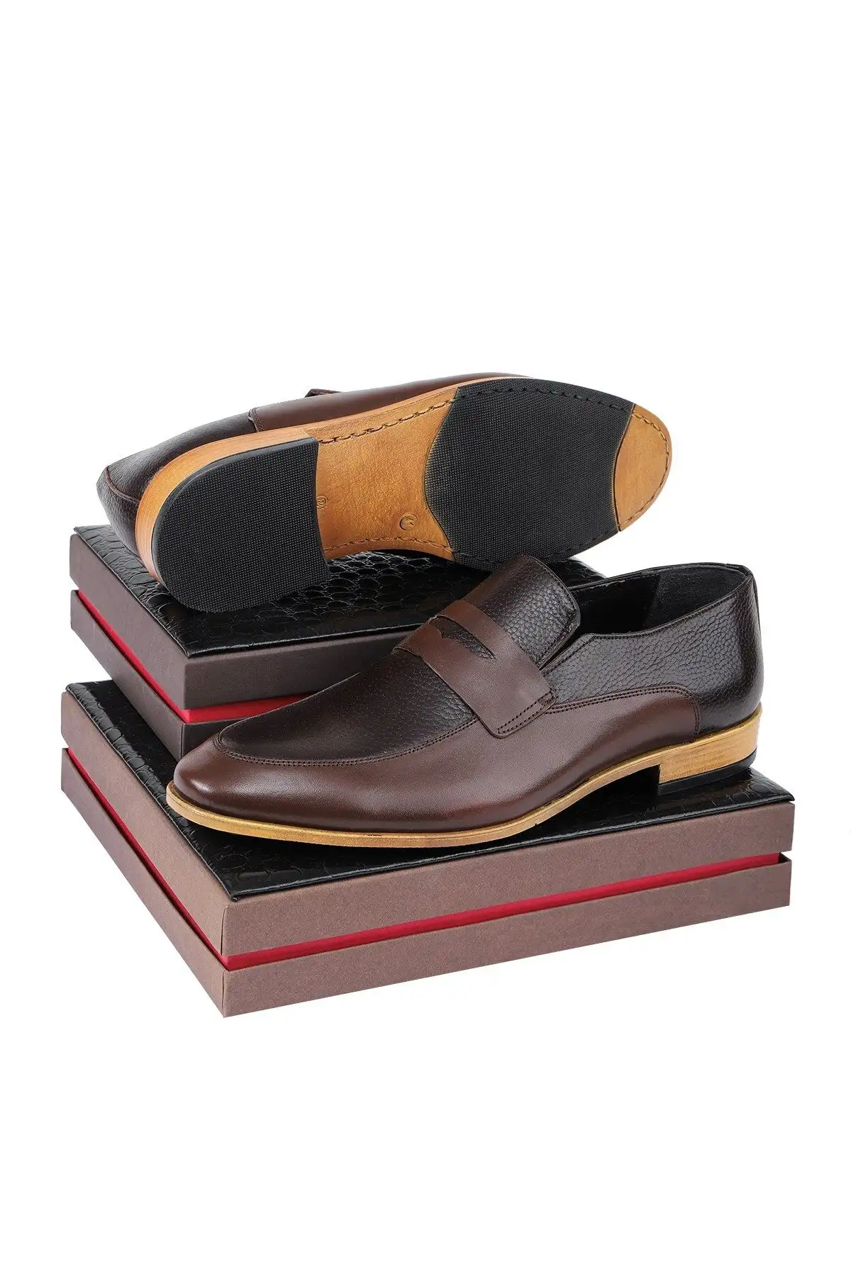 کفش سایز بزرگ مردانه کلاسیک چرم طبیعی میلازو، لوفر کلاسیک - 5061