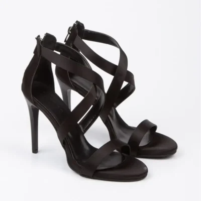 کفش پاشنه‌ بلند زنانه پاشنه سیاه ساتن با ارتفاع 11 سانتیمتر - 5130