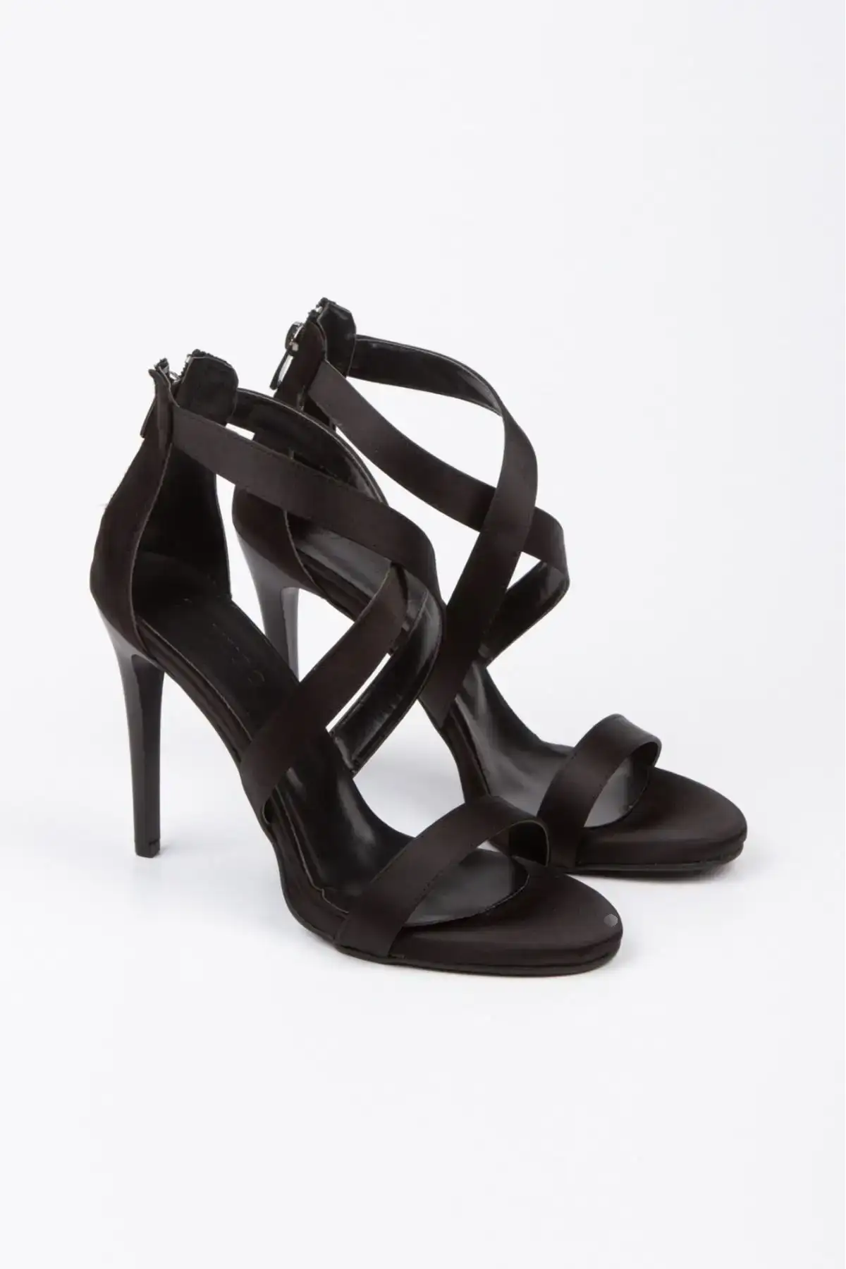 کفش پاشنه‌ بلند زنانه پاشنه سیاه ساتن با ارتفاع 11 سانتیمتر - 5130