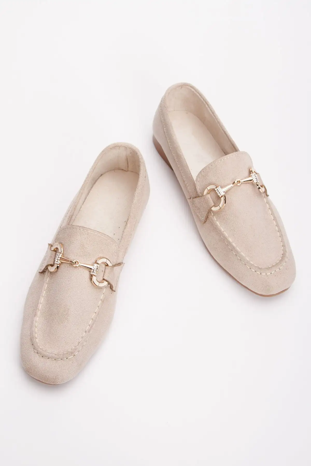 کفش تخت زنانه کفش راحتی زنانه متال توکالی از جنس جیر رنگ بژ - 3234 کفش تخت زنانه کفش راحتی زنانه متال توکالی از جنس جیر رنگ بژ - 3234