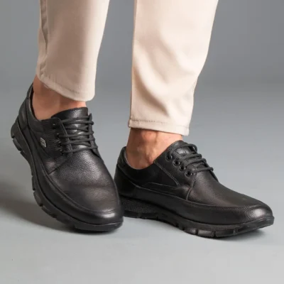 کفش روزمره مردانه زمستانی چرم با ماساژ پاشنه ارتوپدیک - 4809