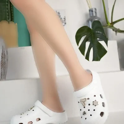 کفش راحتی خانه دمپایی کراس یونیسکس طراحی شیک با سنگ‌ کاری - 3897