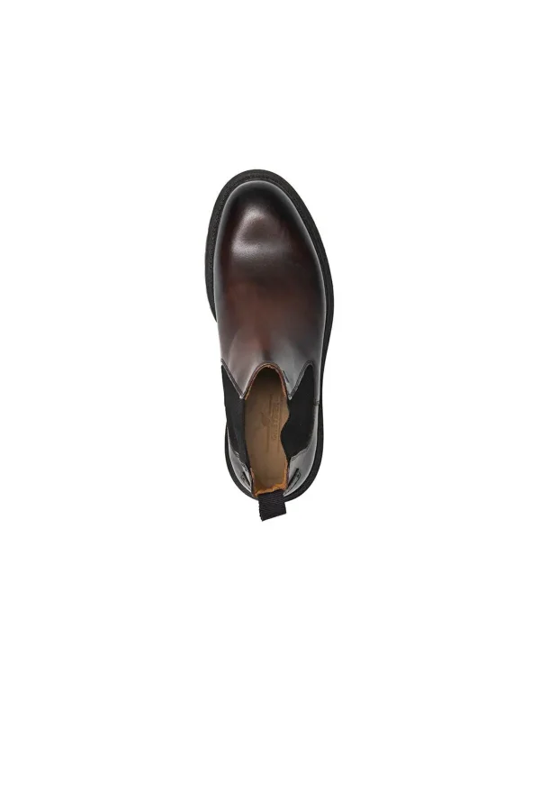 بوت مردانه چکمه چلسی از چرم طبیعی قهوه‌ای تیره ۳K1OB16281 - 4948
