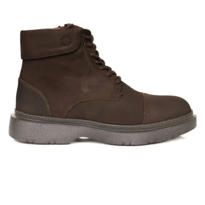 بوت مردانه کفش چرم قهوه‌ای مدل کژوال - 4959