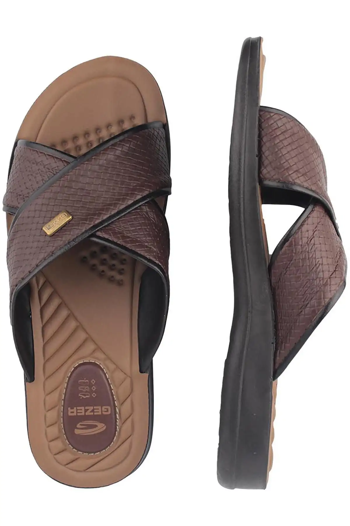 صندل مردانه چرم مصنوعی قهوهای ۱۲۵۹۸ - 3266 صندل مردانه چرم مصنوعی قهوهای ۱۲۵۹۸ - 3266