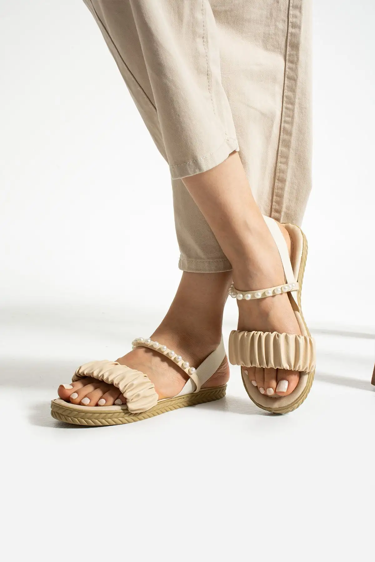 صندل کشی مرواریدی رنگ بژ - 3250 صندل کشی مرواریدی رنگ بژ - 3250