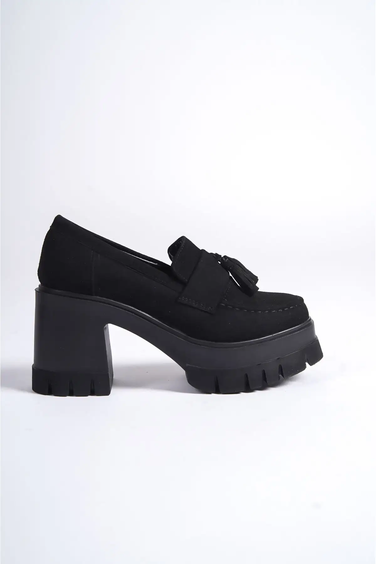 کفش پاشنه بلند زنانه مچ پای ساده با نوک گرد و پاپوش پشمی  با پاشنه متوسط - 5147 کفش پاشنه بلند زنانه مچ پای ساده با نوک گرد و پاپوش پشمی با پاشنه متوسط - 5147