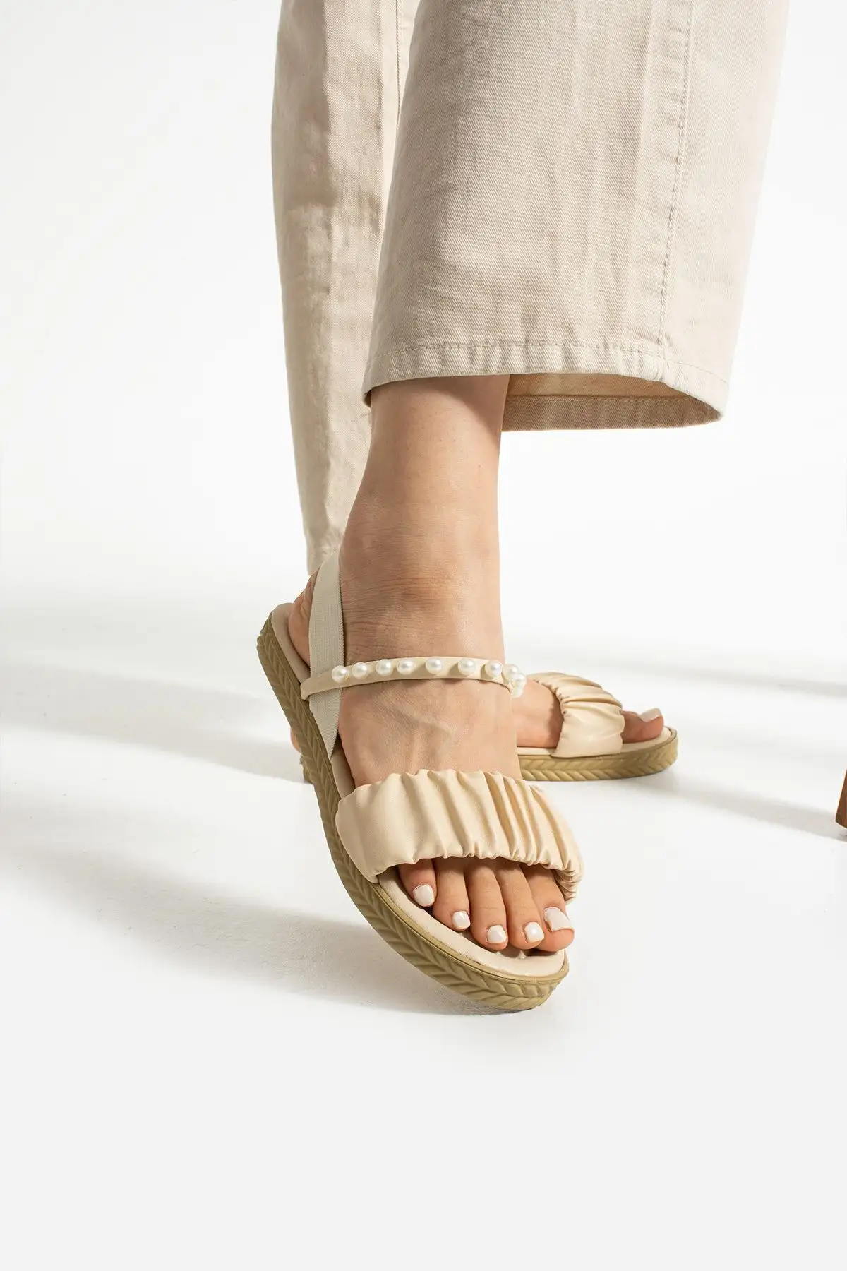 صندل کشی مرواریدی رنگ بژ - 3250 صندل کشی مرواریدی رنگ بژ - 3250