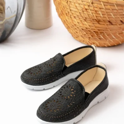 کفش اداری زنانه کفش روزمره زنانه با برش لیزری، کفش اداری و آفیس مادر، کفش تخت اورتوپدیک روزمره - 3536